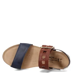 Naot Wedges|Women's , Dynasty Sandal Blue / Tan