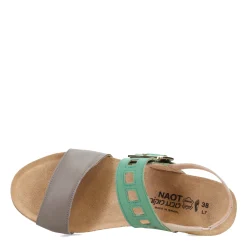 Naot Wedges|Women's , Dynasty Sandal Gray Green Multi