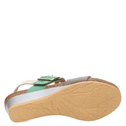 Naot Wedges|Women's , Dynasty Sandal Gray Green Multi