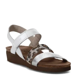 Naot Wedges|Women's , Krista Sandal White Silver