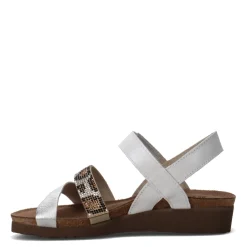 Naot Wedges|Women's , Krista Sandal White Silver