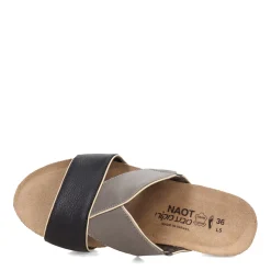 Naot Wedges|Women's , Tiara Sandal Black Grey