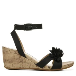 Naturalizer Sandals|Women's , Areda Flower Wedge Sandal Black