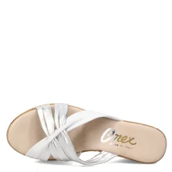Onex Wedges|Women's , Hadley Sandal White Silver