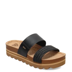 Reef Sandals|Women's , Cushion Vista Hi Slide Black Braid