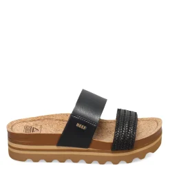 Reef Sandals|Women's , Cushion Vista Hi Slide Black Braid