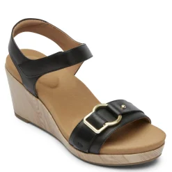 Rockport Wedges|Women's , Briah II Two Band Sandal Black