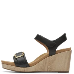 Rockport Wedges|Women's , Briah II Two Band Sandal Black
