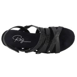 Ros Hommerson Sandals|Women's , Breeze Sandal Black Pebble Patent Leather
