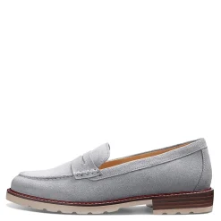 Samuel Hubbard Slip-On Shoes|Women's , Tailored Traveler Loafer Light Grey Suede