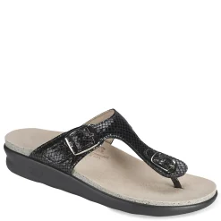 SAS Sandals|Women's , Sanibel Thong Sandal Black Snake Leather