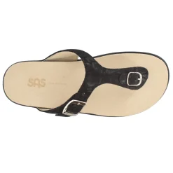 SAS Sandals|Women's , Sanibel T-Strap Slide Sandal Black Snake