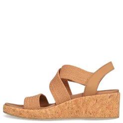 Skechers Wedges|Women's , Arch Fit Beverlee - Love Stays Sandal Tan