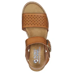 Skechers Wedges|Women's , BOBS Desert Kiss - Sunny Flair Sandal Luggage