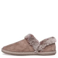 Skechers Slippers|Women's , Cozy Campfire Fresh Toast Slipper - Wide Width Dark Taupe