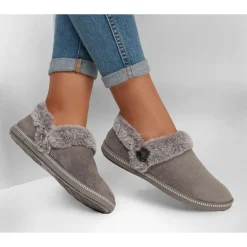 Skechers Slippers|Women's , Cozy Campfire Fresh Toast Slipper - Wide Width Charcoal