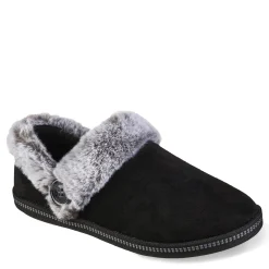 Skechers Slippers|Women's , Cozy Campfire Fresh Toast Slipper - Wide Width Black