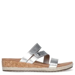 Skechers Wedges|Women's , Martha Stewart: Breezie - Shiny Luster Sandal Silver