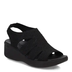 Skechers Wedges|Women's , Pier Lite - Crochet Sandal Black/Black