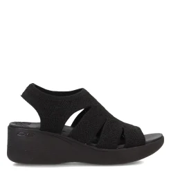 Skechers Wedges|Women's , Pier Lite - Crochet Sandal Black/Black