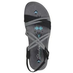 Skechers Sandals|Women's , Reggae Slim - Takes Two Sandal - Wide Width Black/Charcoal