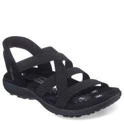 Skechers Sandals|Women's , Slip-ins: Reggae Slim - Stretch Flex Sandal Black/Black