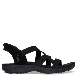 Skechers Sandals|Women's , Slip-ins: Reggae Slim - Stretch Flex Sandal Black/Black