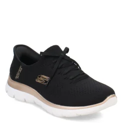 Skechers Sneakers & Athletic|Women's , Slip-ins Summits - Girls Night Sneaker - Wide Width Black
