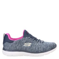 Skechers Sneakers & Athletic|Women's , Summits - Quick Getaway - Wide Width Grey Navy Pink