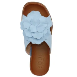 SOUL Naturalizer Sandals|Women's , Joyful Slide Light Blue Faux Leather