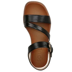 SOUL Naturalizer Sandals|Women's , Jayvee Sandal Black Faux Leather