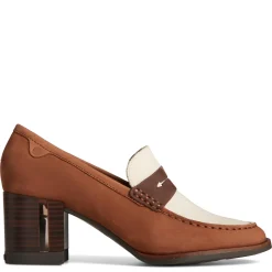 Sperry Loafers|Women's , Seaport Two-Tone Penny Pump Brown / Cream