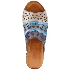 Spring Step Wedges|Women's , Footy Sandal Blue Multi