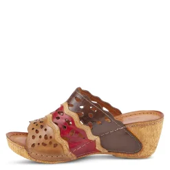 Spring Step Wedges|Women's , Footy Sandal Brown Multi