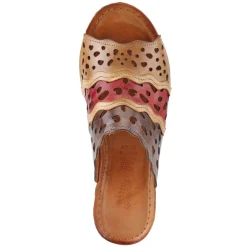Spring Step Wedges|Women's , Footy Sandal Brown Multi