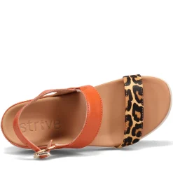 Strive Sandals|Women's , Lucia Sandal Orange / Leopard