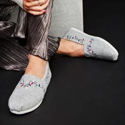 TOMS Slip-On Shoes|Women's , Alpargata Slip-On Grey-Christmas Lights