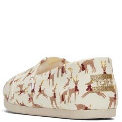 TOMS Slippers|Women's , Alpargata Slip-On Natural - Reindeer Print