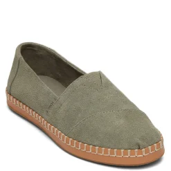 TOMS Flats|Women's , Alpargata Vetiver Suede Leather Wrap Slip-On Grey Suede