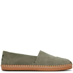 TOMS Flats|Women's , Alpargata Vetiver Suede Leather Wrap Slip-On Grey Suede