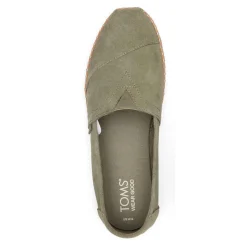 TOMS Flats|Women's , Alpargata Vetiver Suede Leather Wrap Slip-On Grey Suede
