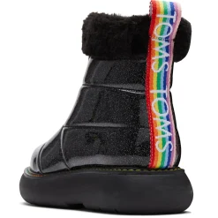 TOMS Boots|Women's , Mallow Puffer Cuff Boot Black Glitter Rainbow
