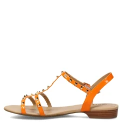 Vaneli Sandals|Women's , Brunel Sandal Orange Wrinkle Patent